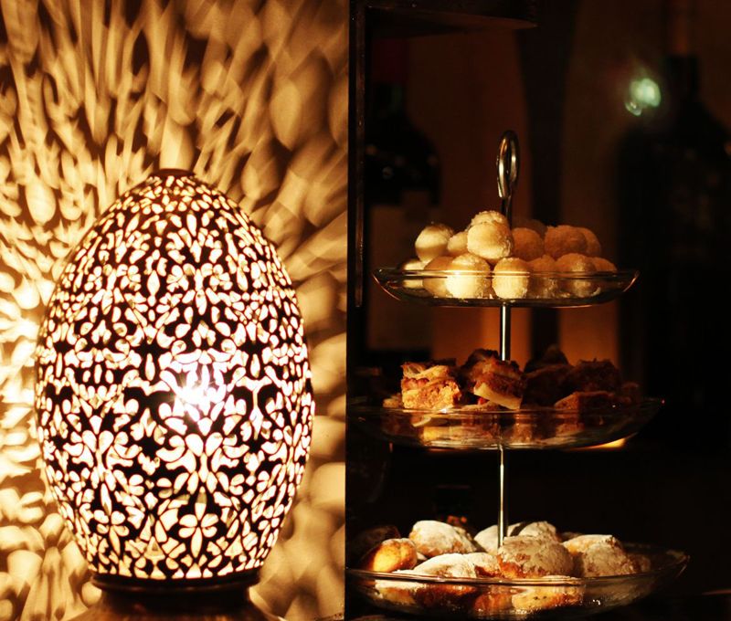 Moroccan pastries on a tiered stand