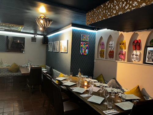 Private dining room set for a Christmas party